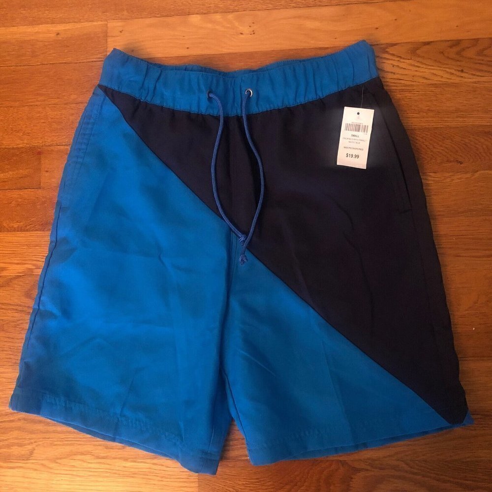 NWT Bass Pro Shop Mens Size Small Swim Trunks Blue Colorblock